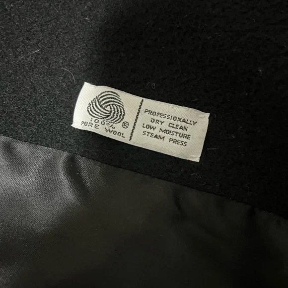 Vintage Union Made JH Collectibles Wool Long Trench Coat Black sz Medium / Large - Picture 10 of 14